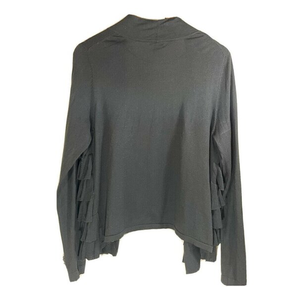 Kenneth Cole Reaction Black Ruffle Cardigan - Picture 2 of 4